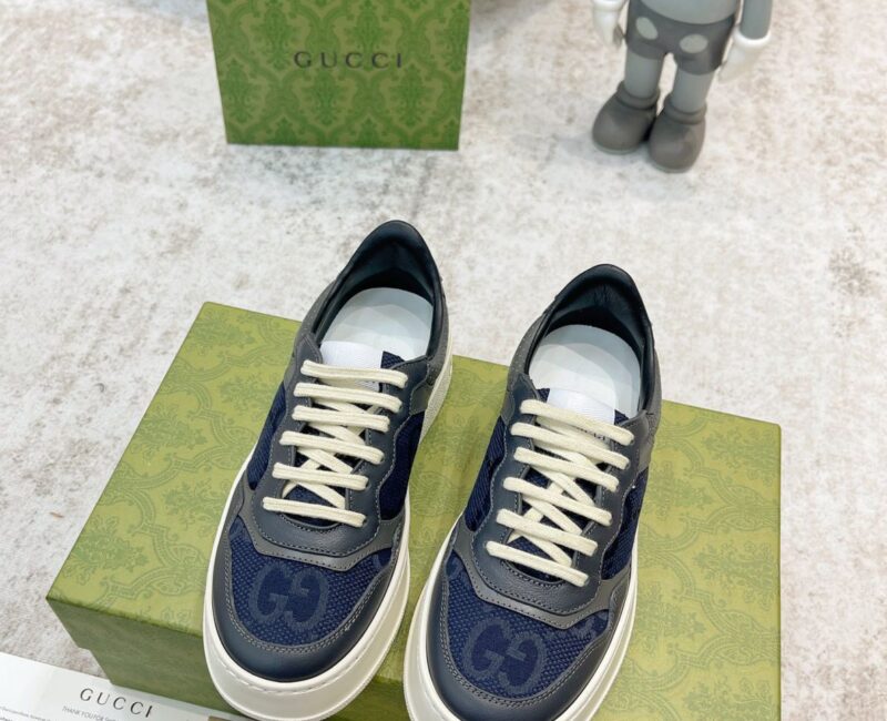 Giày Gucci GG Sneaker Grey Leather họa tiết GG Canvas Like Auth
