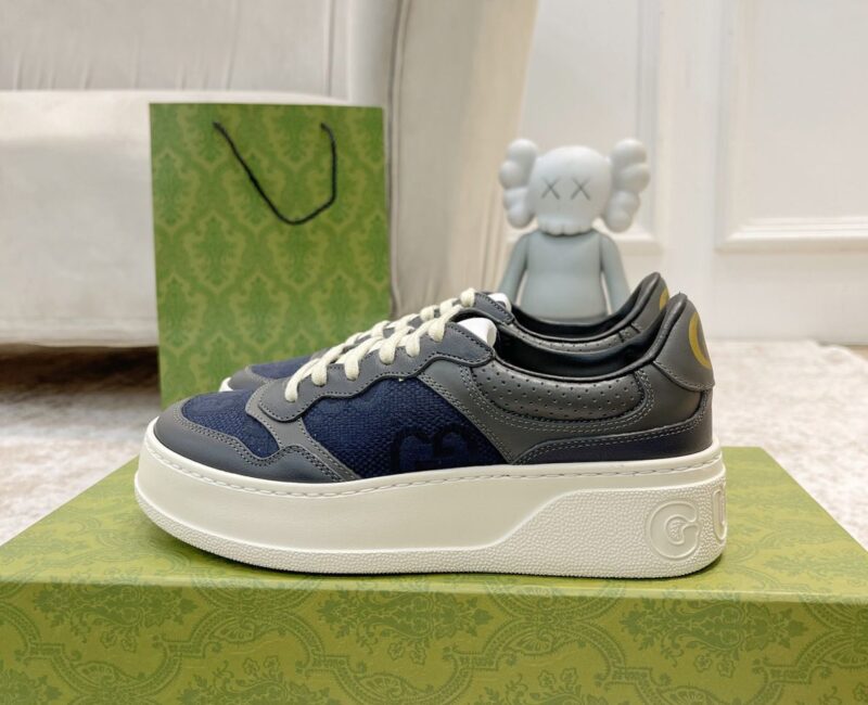 Giày Gucci GG Sneaker Grey Leather họa tiết GG Canvas Like Auth