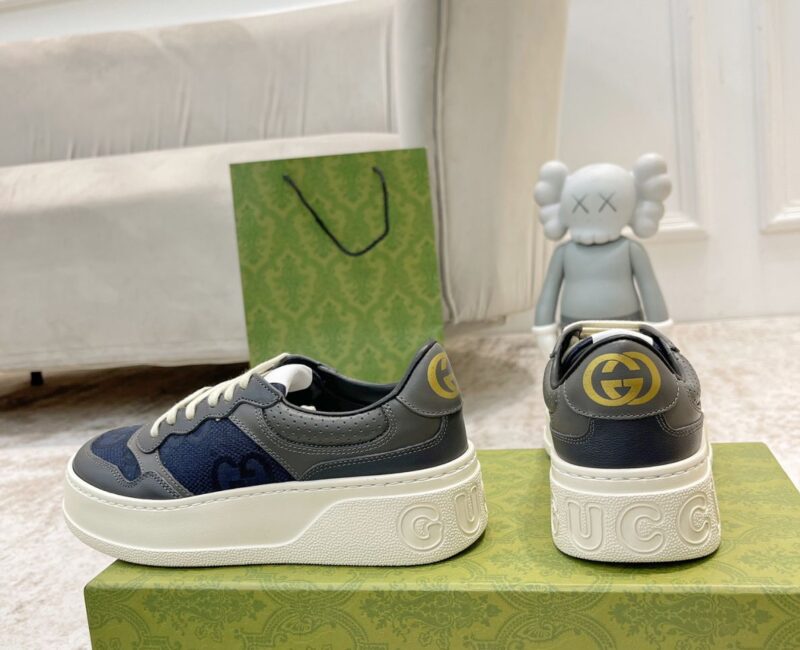 Giày Gucci GG Sneaker Grey Leather họa tiết GG Canvas Like Auth