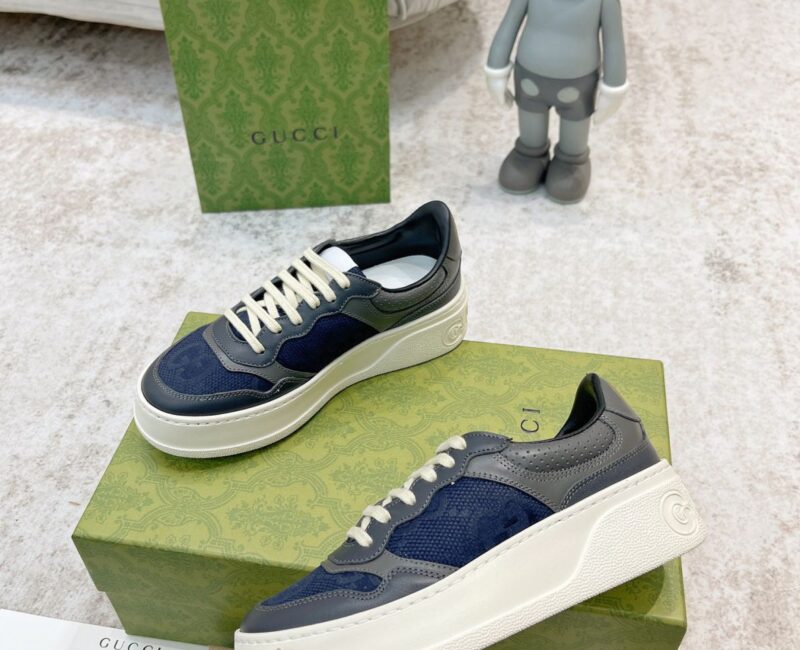 Giày Gucci GG Sneaker Grey Leather họa tiết GG Canvas Like Auth