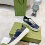 Giày Gucci GG Sneaker Grey Leather họa tiết GG Canvas Like Auth