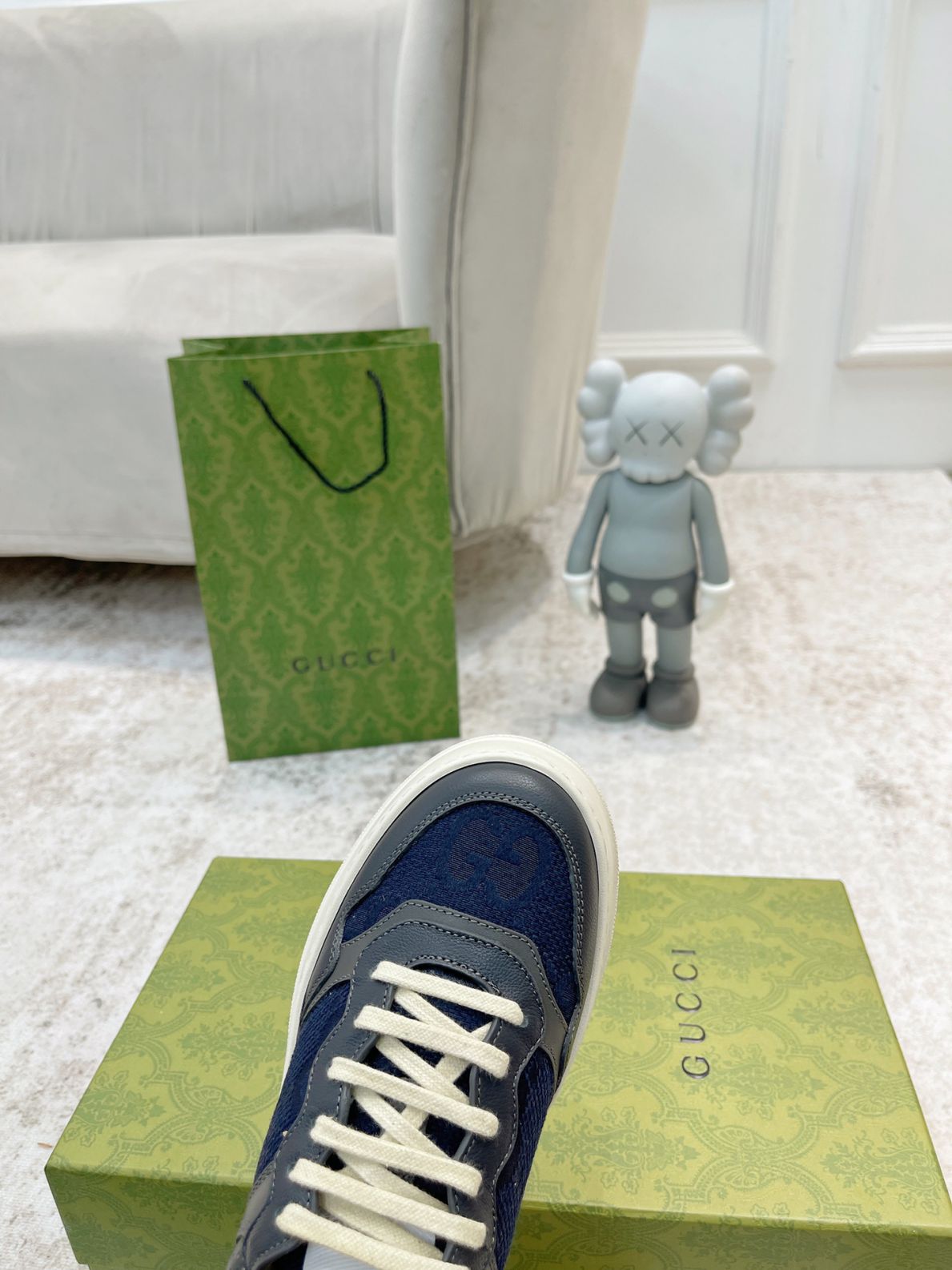 Giày Gucci GG Sneaker Grey Leather họa tiết GG Canvas Like Auth