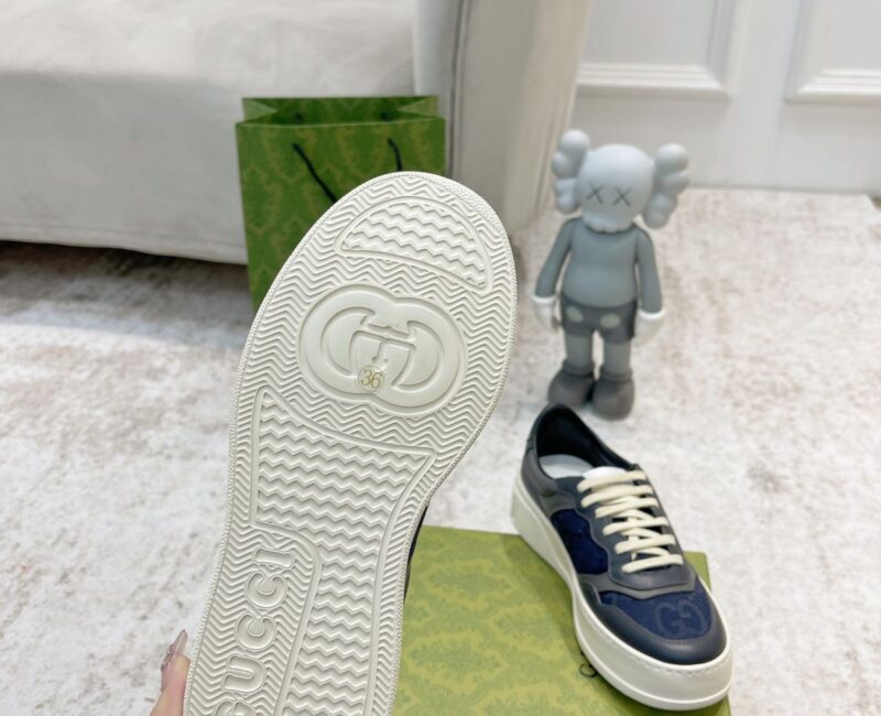 Giày Gucci GG Sneaker Grey Leather họa tiết GG Canvas Like Auth