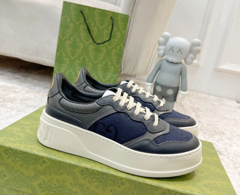 Giày Gucci GG Sneaker Grey Leather họa tiết GG Canvas Like Auth