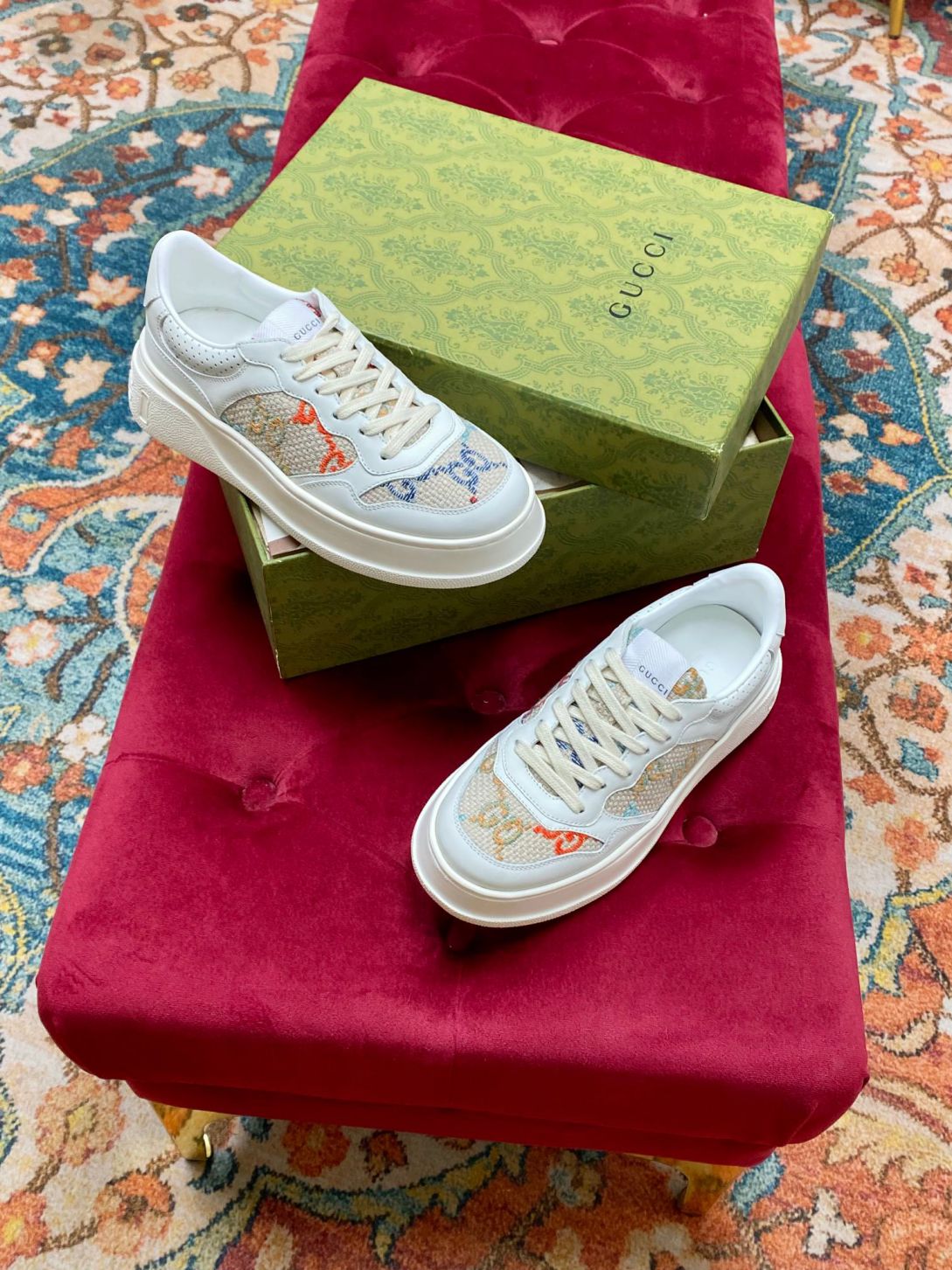 Giày Gucci GG Sneaker Multicolor Embroidered Like Auth