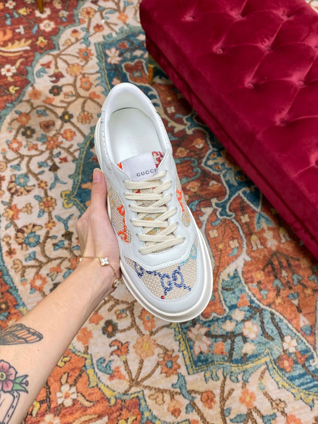 Giày Gucci GG Sneaker Multicolor Embroidered Like Auth