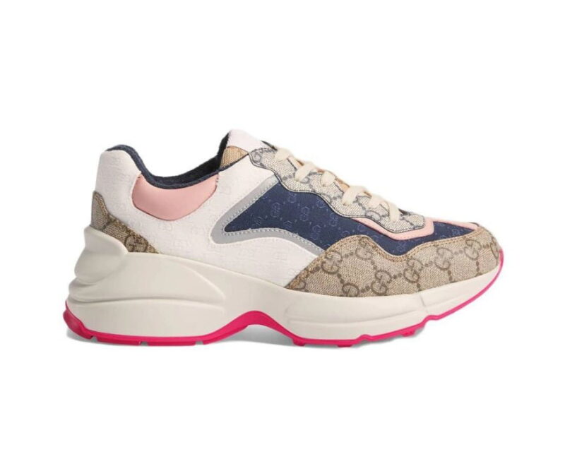 Giày Gucci GG Rhyton sneaker Pink leather and GG Canvas
