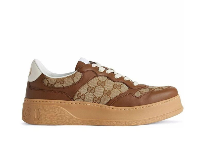 Giày Gucci GG Sneaker Brown leather da nâu họa tiết Orignal GG canvas