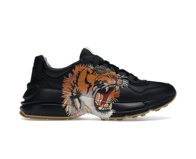 Giày Gucci Rhyton Tiger Print Black Đen Leather