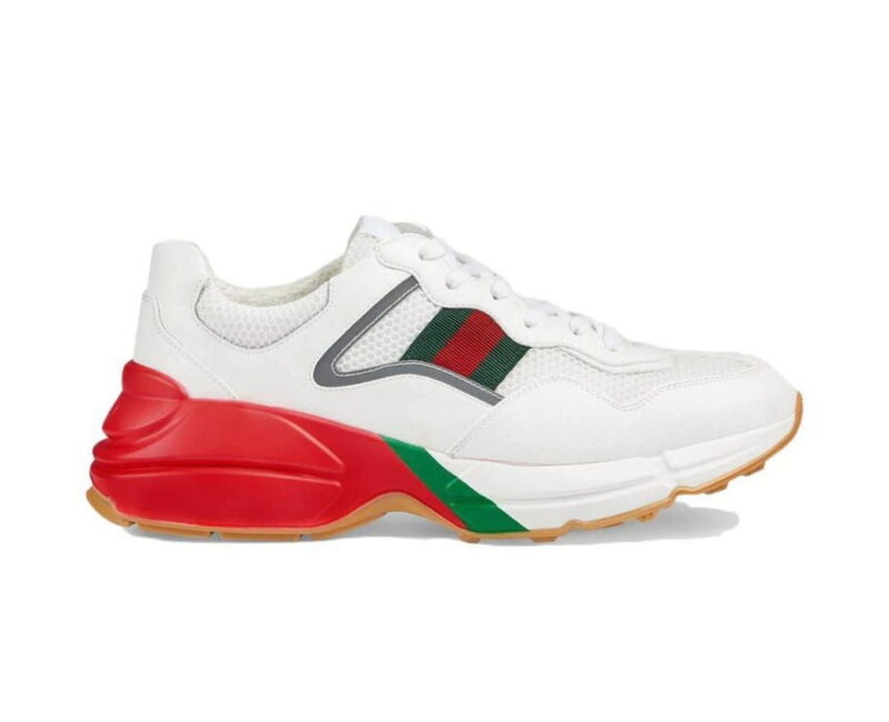 Giày Gucci Rhyton White Leather and Gray Reflective (Phản Quang)