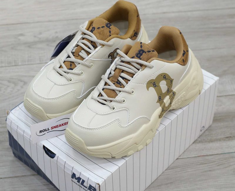 Giày MLB BigBall Chunky Diamond Monogram Boston Red Sox D.Beige