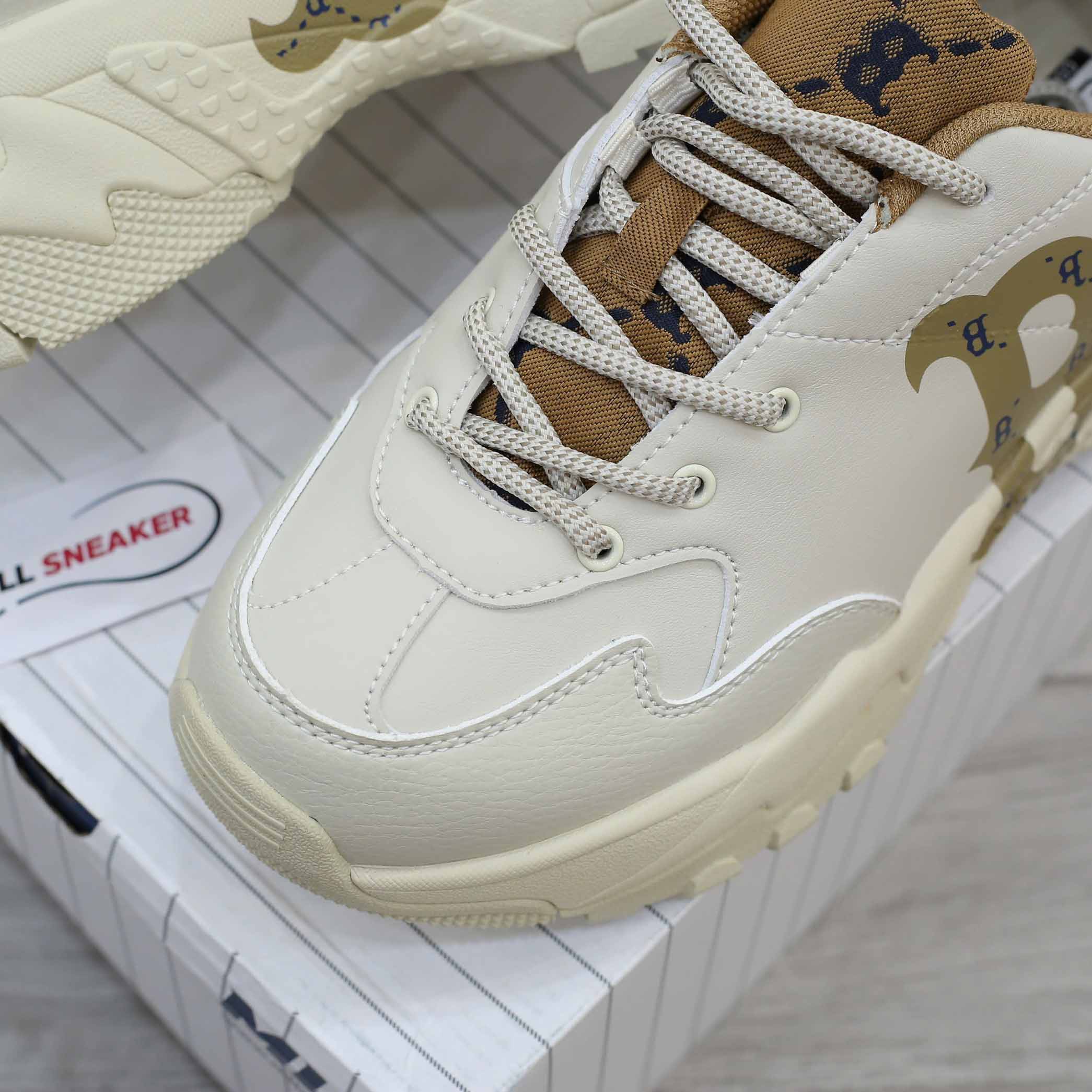 Giày MLB BigBall Chunky Diamond Monogram Boston Red Sox D.Beige