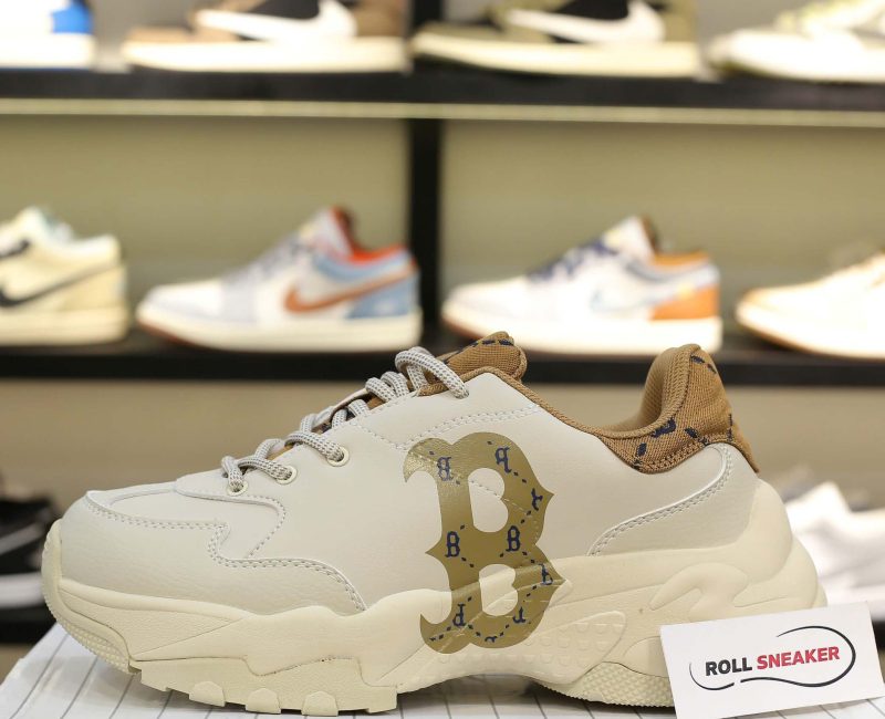 Giày MLB BigBall Chunky Diamond Monogram Boston Red Sox D.Beige