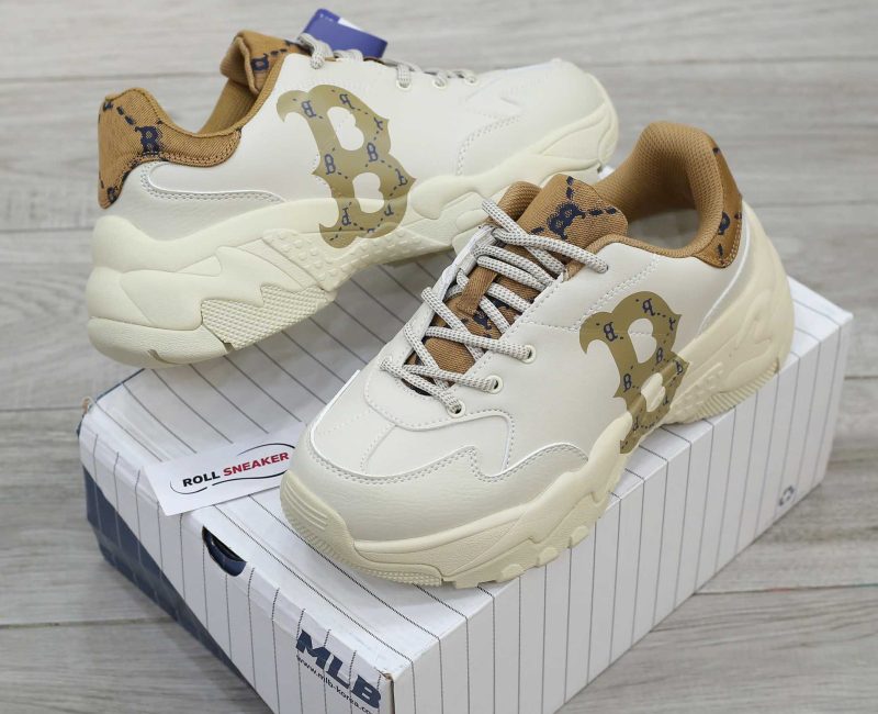 Giày MLB BigBall Chunky Diamond Monogram Boston Red Sox D.Beige