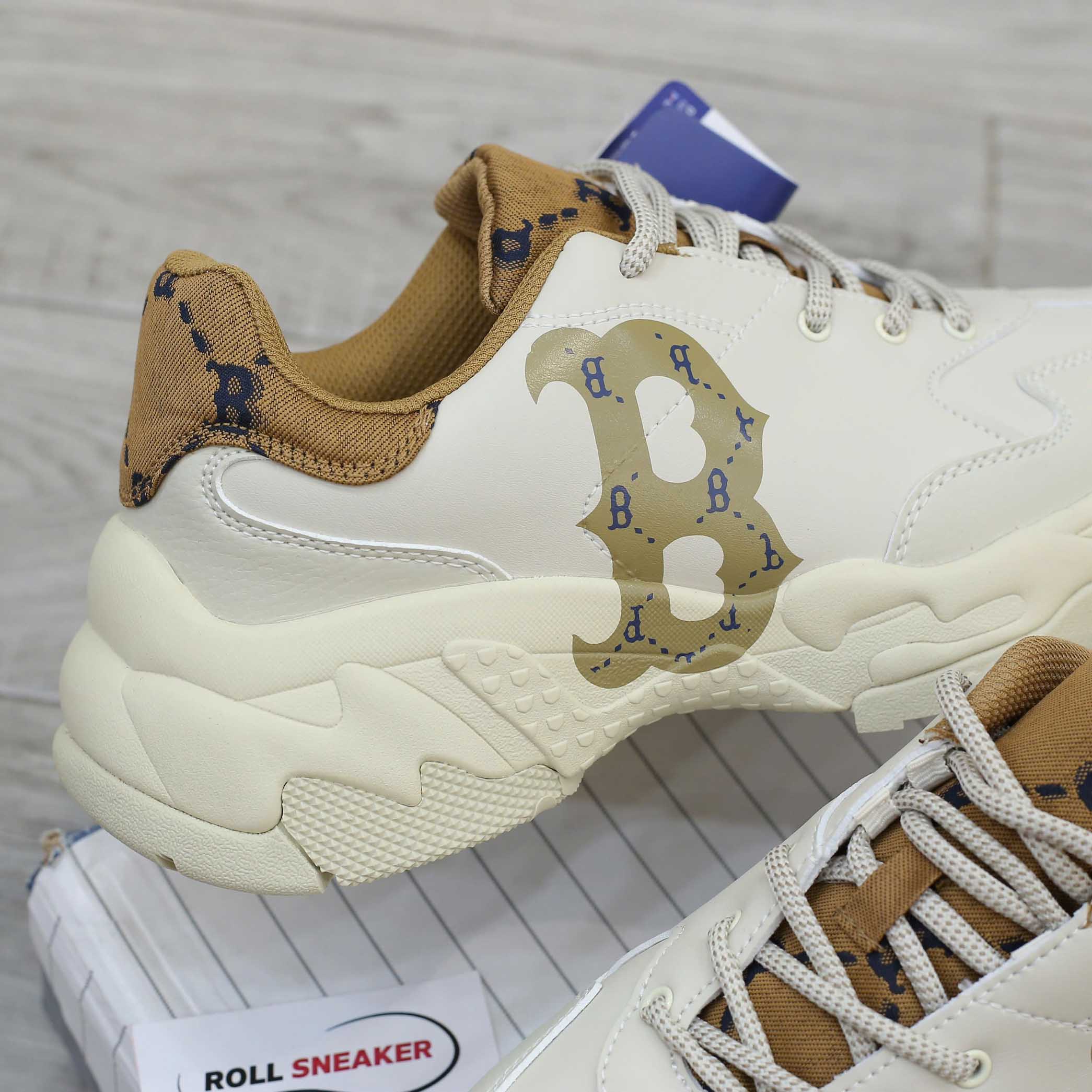 Giày MLB BigBall Chunky Diamond Monogram Boston Red Sox D.Beige