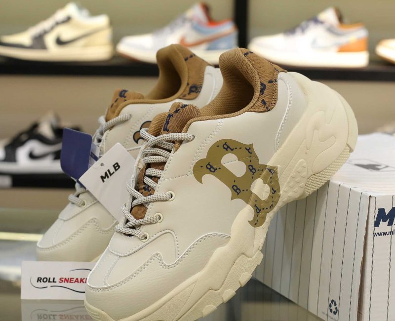 Giày MLB BigBall Chunky Diamond Monogram Boston Red Sox D.Beige