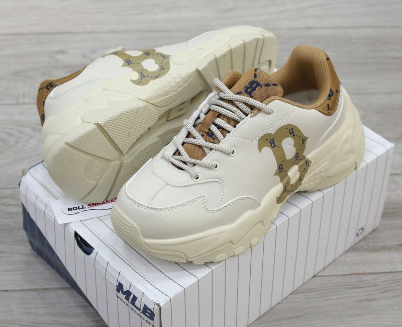 Giày MLB BigBall Chunky Diamond Monogram Boston Red Sox D.Beige