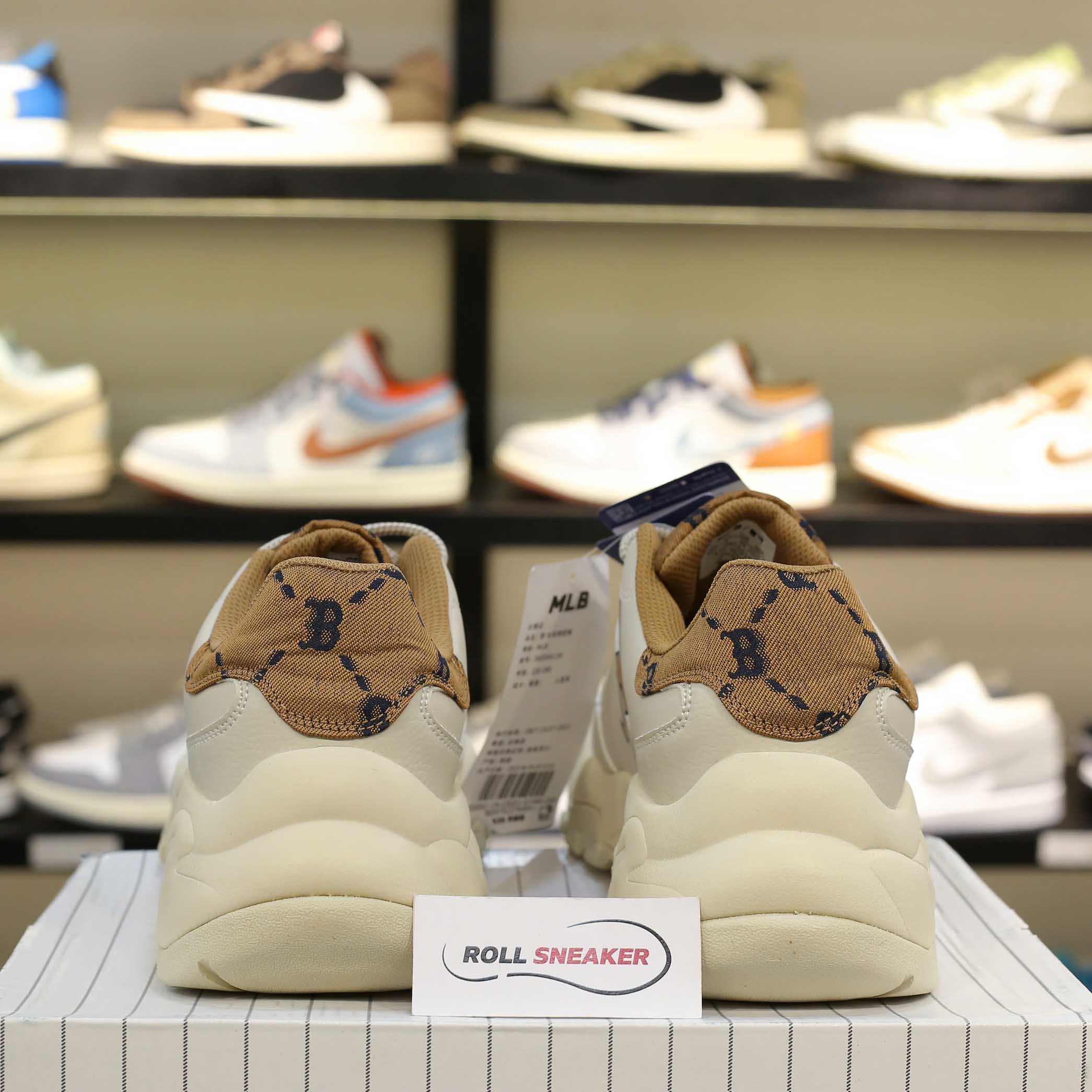 Giày MLB BigBall Chunky Diamond Monogram Boston Red Sox D.Beige