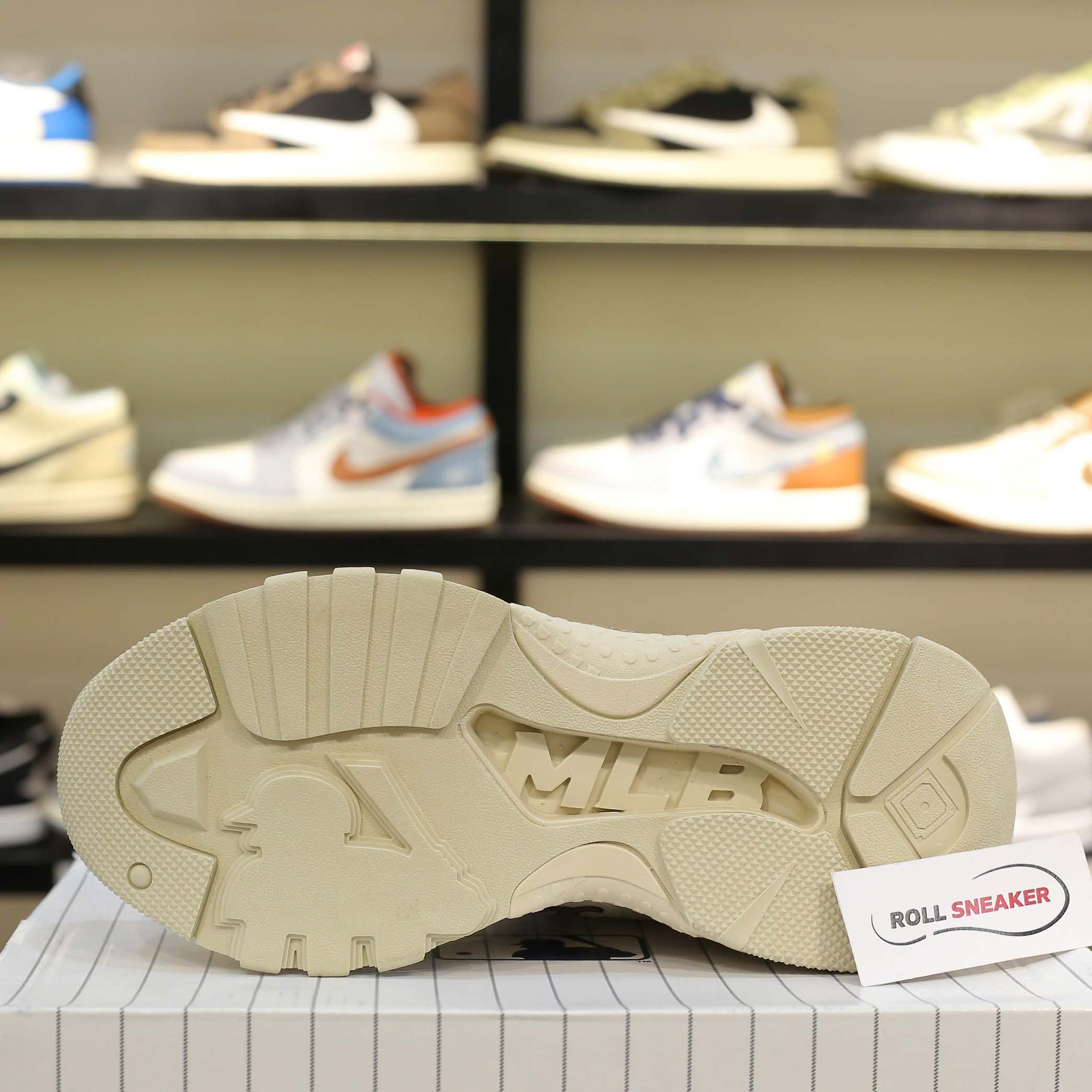 Giày MLB BigBall Chunky Diamond Monogram Boston Red Sox D.Beige