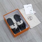 Dép Hermes Nam Canvas Bicolor Black White Like Auth