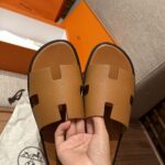 Dép Hermes Izmir Epsom Leather Brown Like Auth