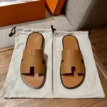 Dép Hermes Izmir Epsom Leather Brown Like Auth