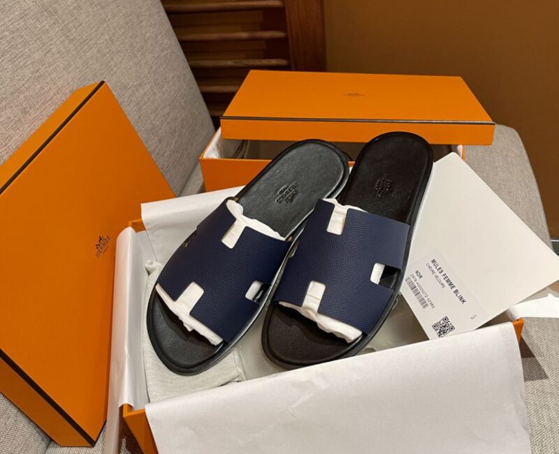 Dép Hermes da Epsom Đen Đế Nâu Like Auth