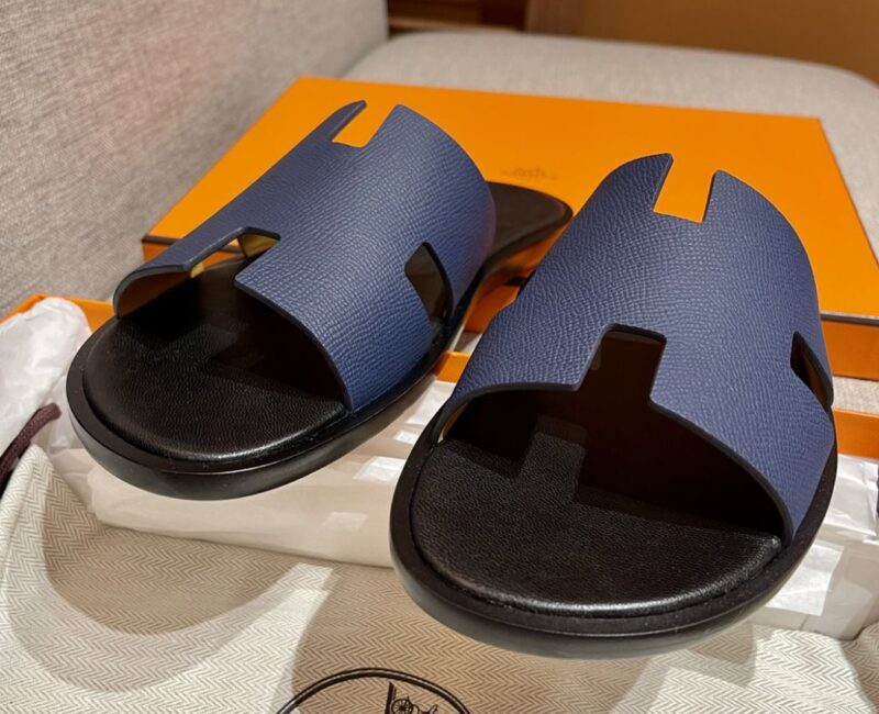 Dép Hermes da Epsom Đen Đế Nâu Like Auth