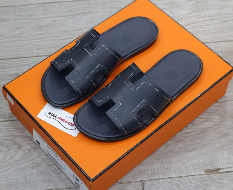 Dép Hermes izmir Marine/White Stitch Da Trơn Best Quality