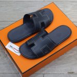 Dép Hermes izmir Marine/White Stitch Da Trơn Best Quality