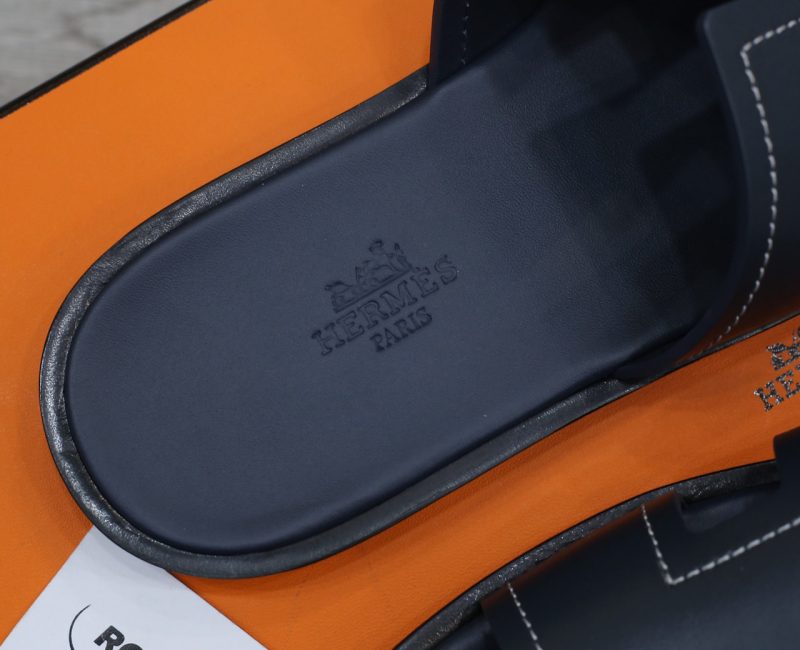 Dép Hermes izmir Marine/White Stitch Da Trơn Best Quality