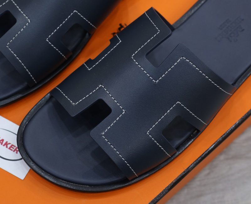 Dép Hermes izmir Marine/White Stitch Da Trơn Best Quality