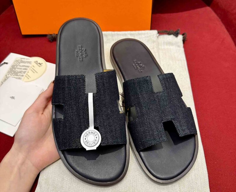 Dép Hermes Izmir Xanh Bleu Brut Da Denim Best Quality