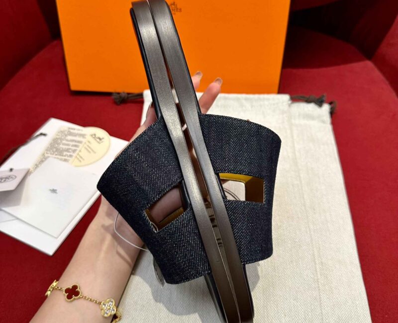 Dép Hermes Izmir Xanh Bleu Brut Da Denim Best Quality