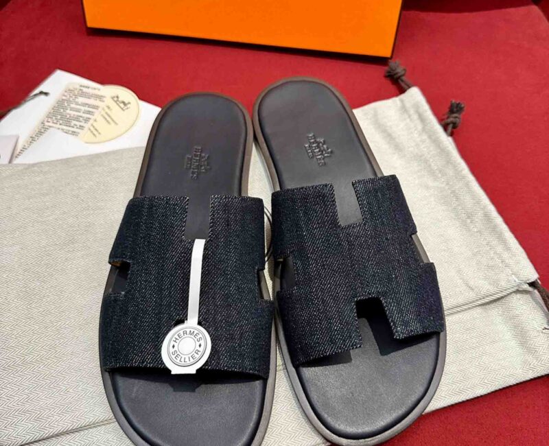 Dép Hermes Izmir Xanh Bleu Brut Da Denim Best Quality