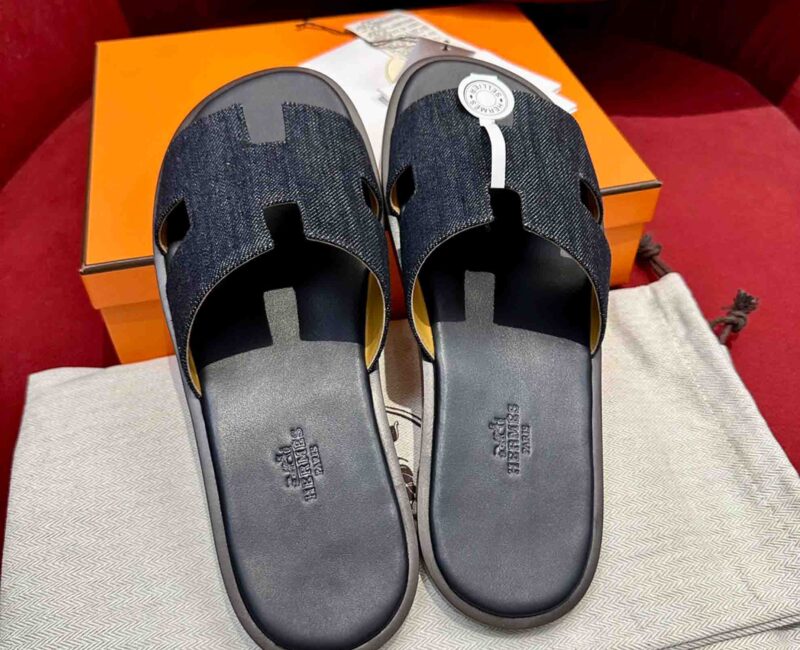Dép Hermes Izmir Xanh Bleu Brut Da Denim Best Quality