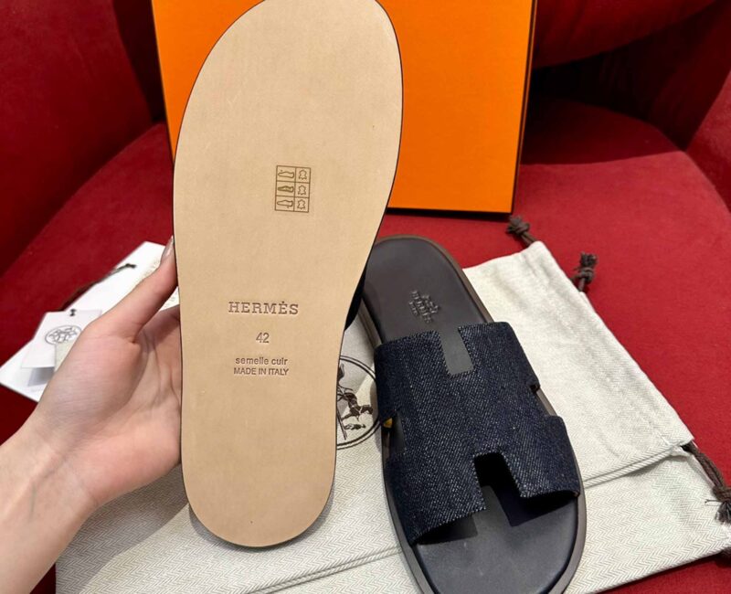 Dép Hermes Izmir Xanh Bleu Brut Da Denim Best Quality