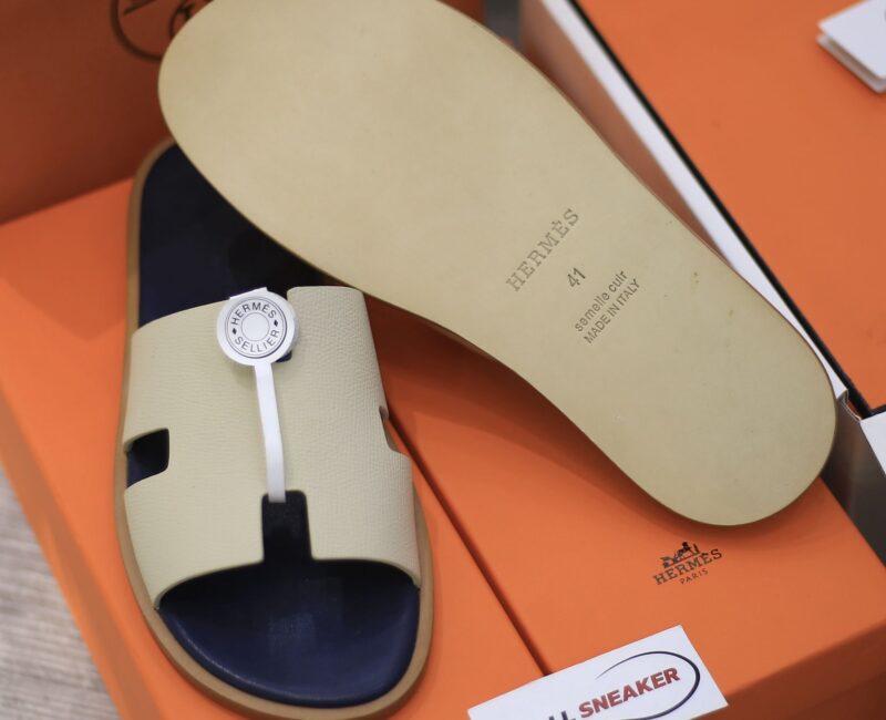 Dép Hermes Blanc Gomme da Epsom Lót Đế Celestial Blue Like Auth