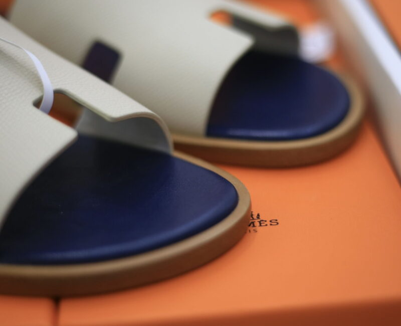 Dép Hermes Blanc Gomme da Epsom Lót Đế Celestial Blue Like Auth