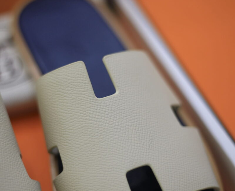 Dép Hermes Blanc Gomme da Epsom Lót Đế Celestial Blue Like Auth