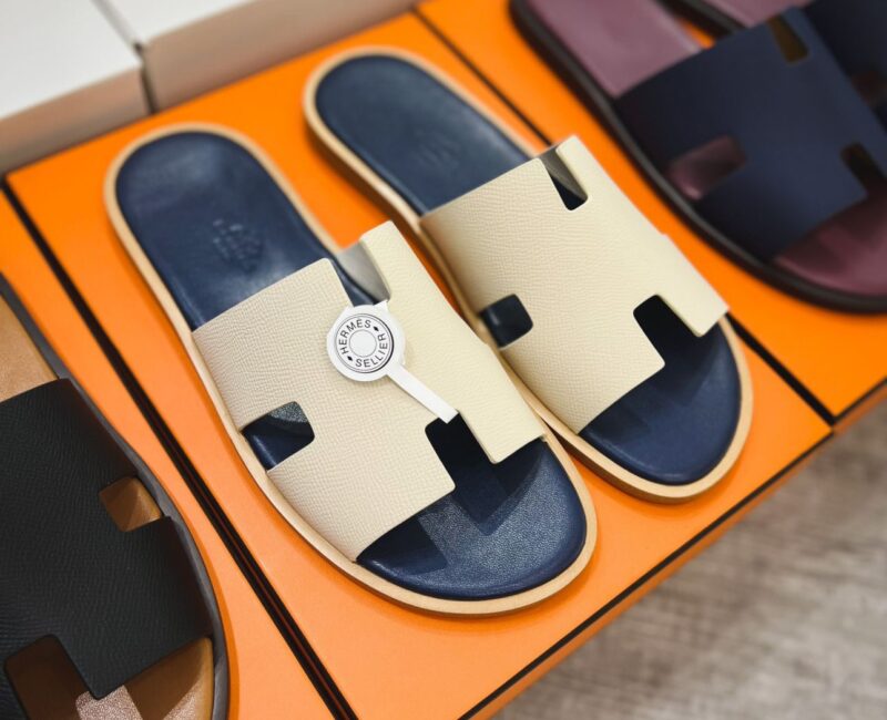 Dép Hermes Blanc Gomme da Epsom Lót Đế Celestial Blue Like Auth