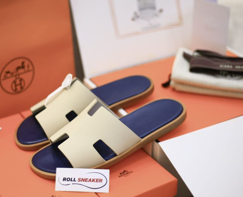 Dép Hermes Blanc Gomme da Epsom Lót Đế Celestial Blue Like Auth