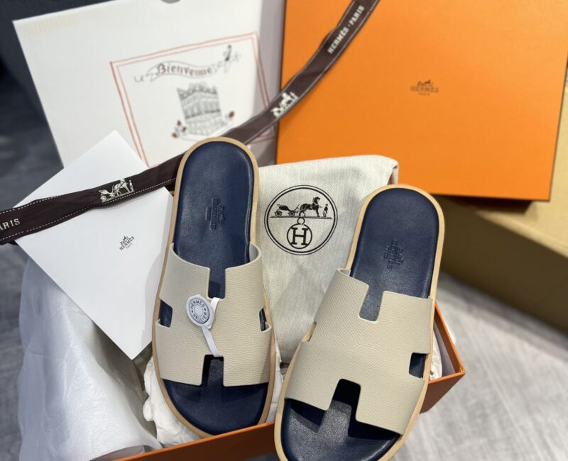 Dép Hermes Blanc Gomme da Epsom Lót Đế Celestial Blue Like Auth