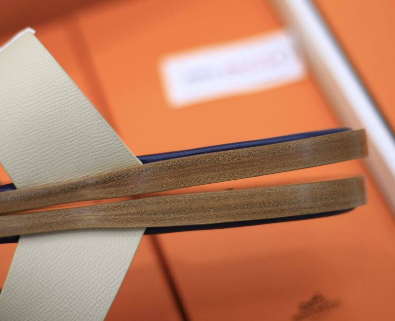 Dép Hermes Blanc Gomme da Epsom Lót Đế Celestial Blue Like Auth