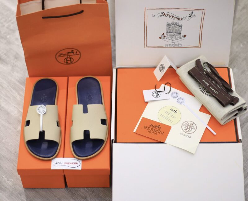 Dép Hermes Blanc Gomme da Epsom Lót Đế Celestial Blue Like Auth