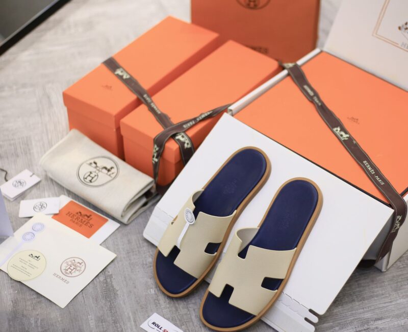 Dép Hermes Blanc Gomme da Epsom Lót Đế Celestial Blue Like Auth