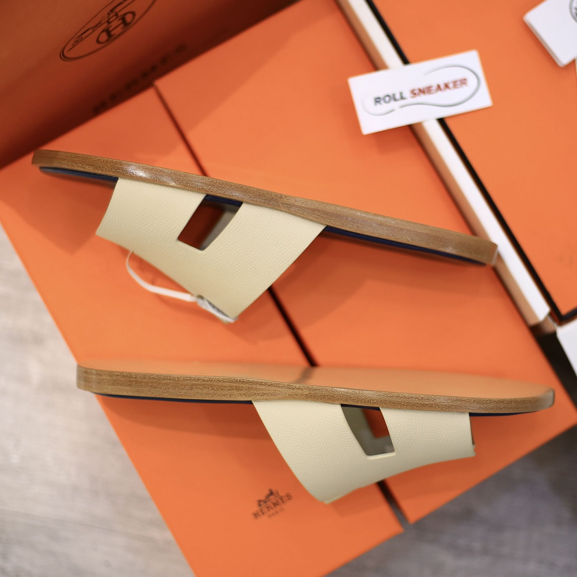 Dép Hermes Blanc Gomme da Epsom Lót Đế Celestial Blue Like Auth