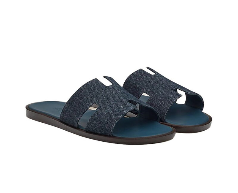 Dép Hermes Izmir Xanh Bleu Brut Da Denim Like Auth