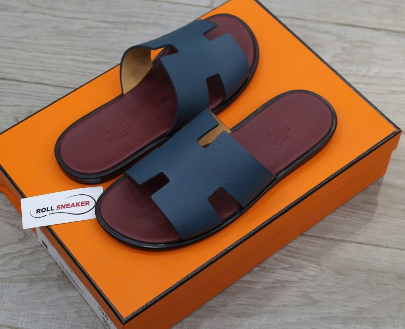 Dép Hermes da Epsom Xanh Đế Đỏ Mận Like Auth