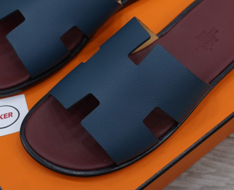 Dép Hermes da Epsom Xanh Đế Đỏ Mận Like Auth